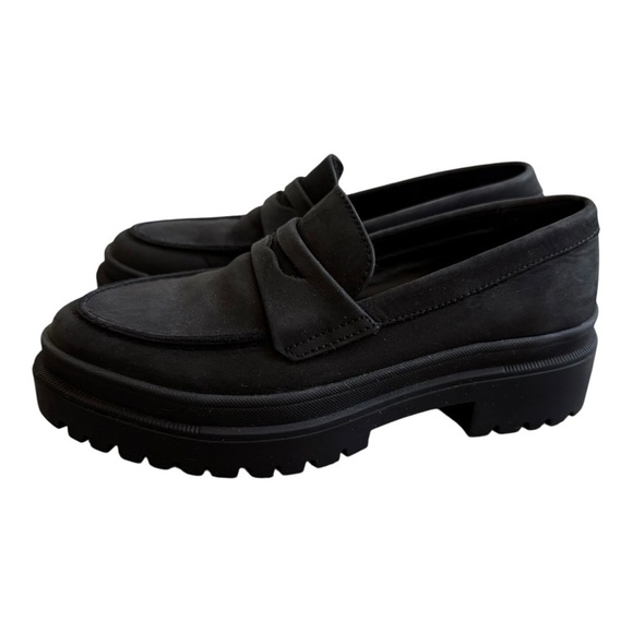 Portland Leather Goods Patina Shadow Black Zoe Chunky Loafers Size 6.5 - Picture 5 of 15